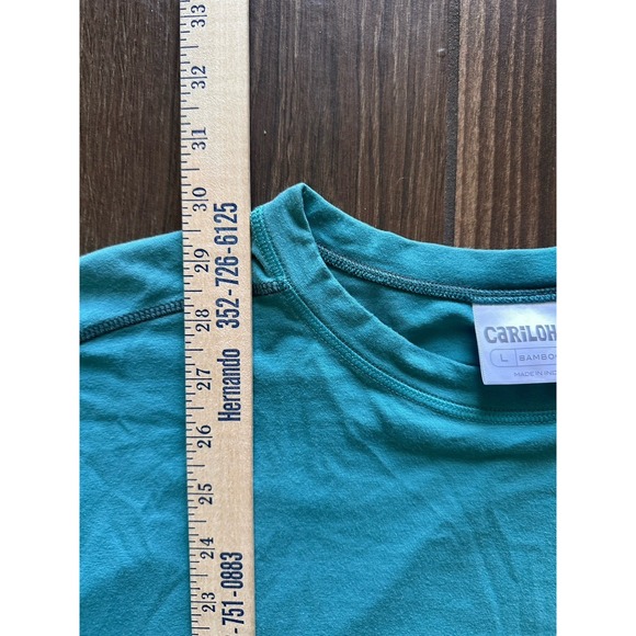 Cariloha Bamboo Fit Long Sleeve Teal Crew Neck Shirt Women's Size L - Picture 6 of 6